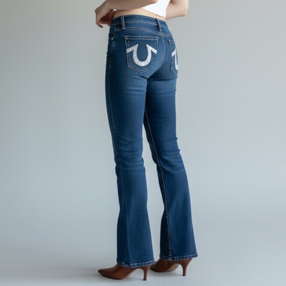 Vintage True Religion Joey Big T Jeans Women’s Size 29 Blue Dark Wash Flare Leg